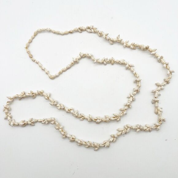 Shell Necklace Vintage Seashell Hawaiian Long Single Strand Wrap 52” Natural - Picture 3 of 7